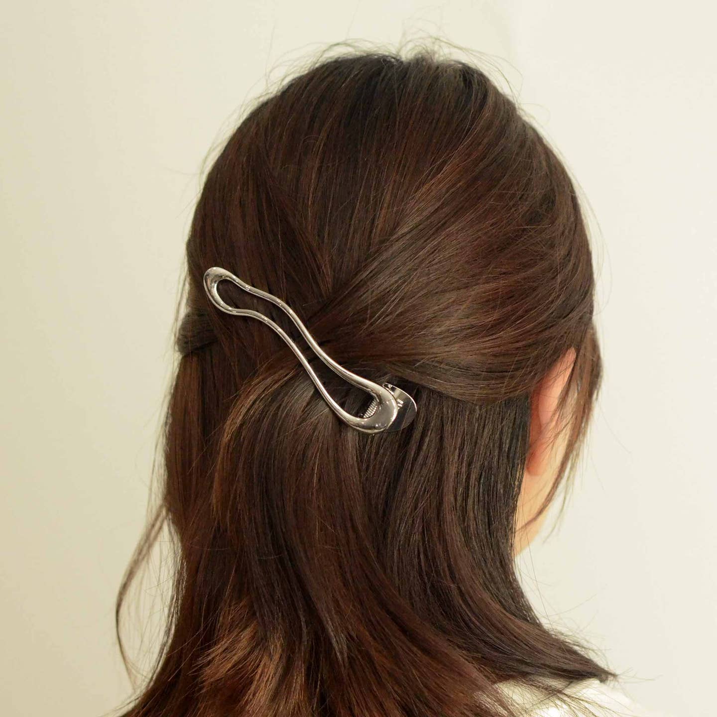Silver Long Metal Hair Claw Clip