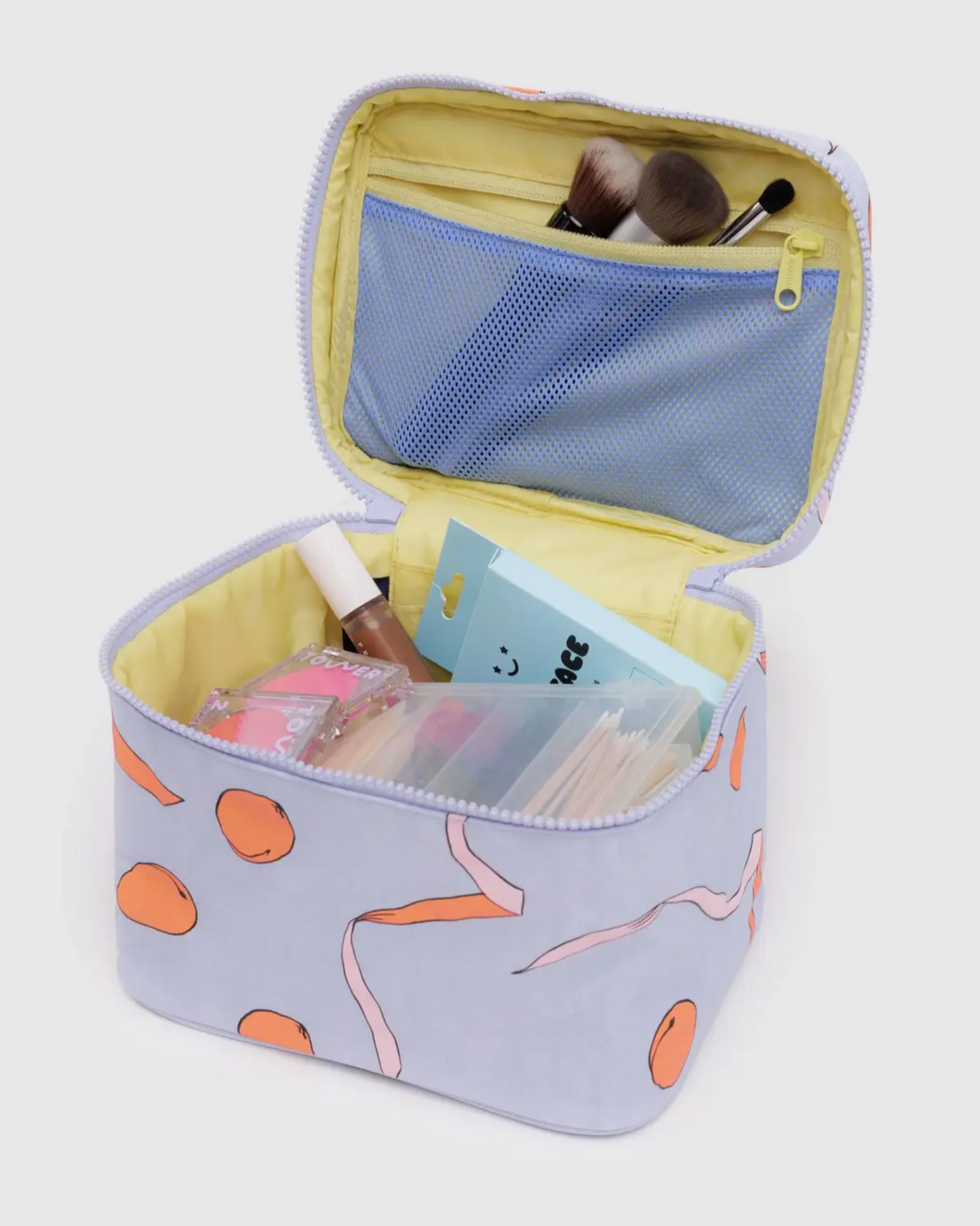 Large Cosmetic Case in Apricots & Ribbons