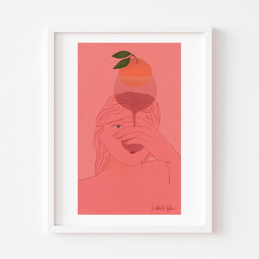 Girl And Orange In Glass Wall Art