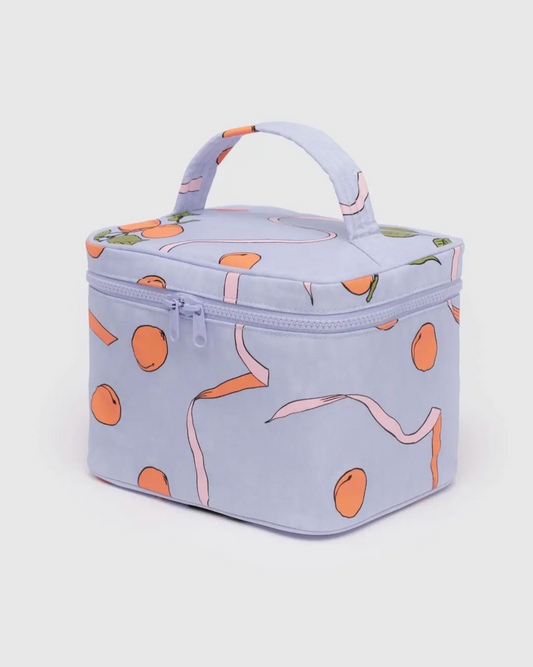 Large Cosmetic Case in Apricots & Ribbons