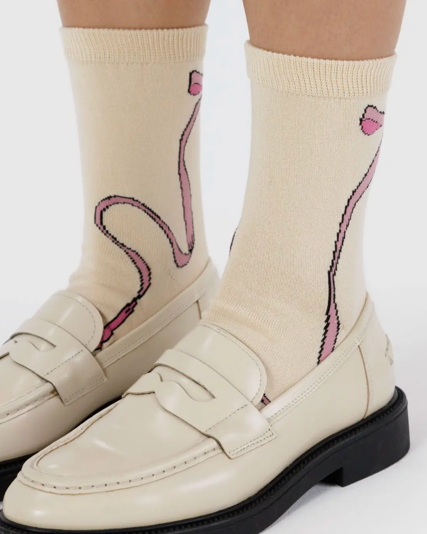 Crew Socks in Pink Bow